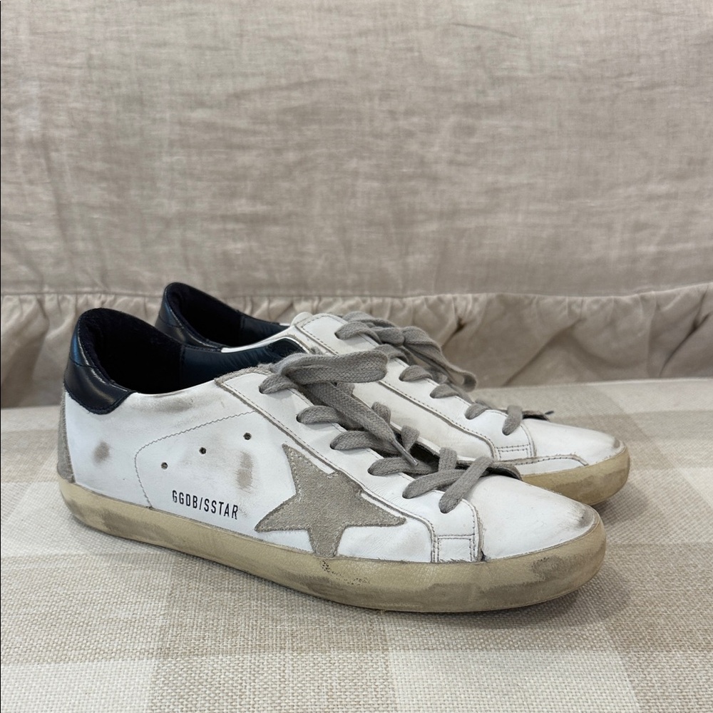 Golden Goose White and Gray Sneakers with Star Detail